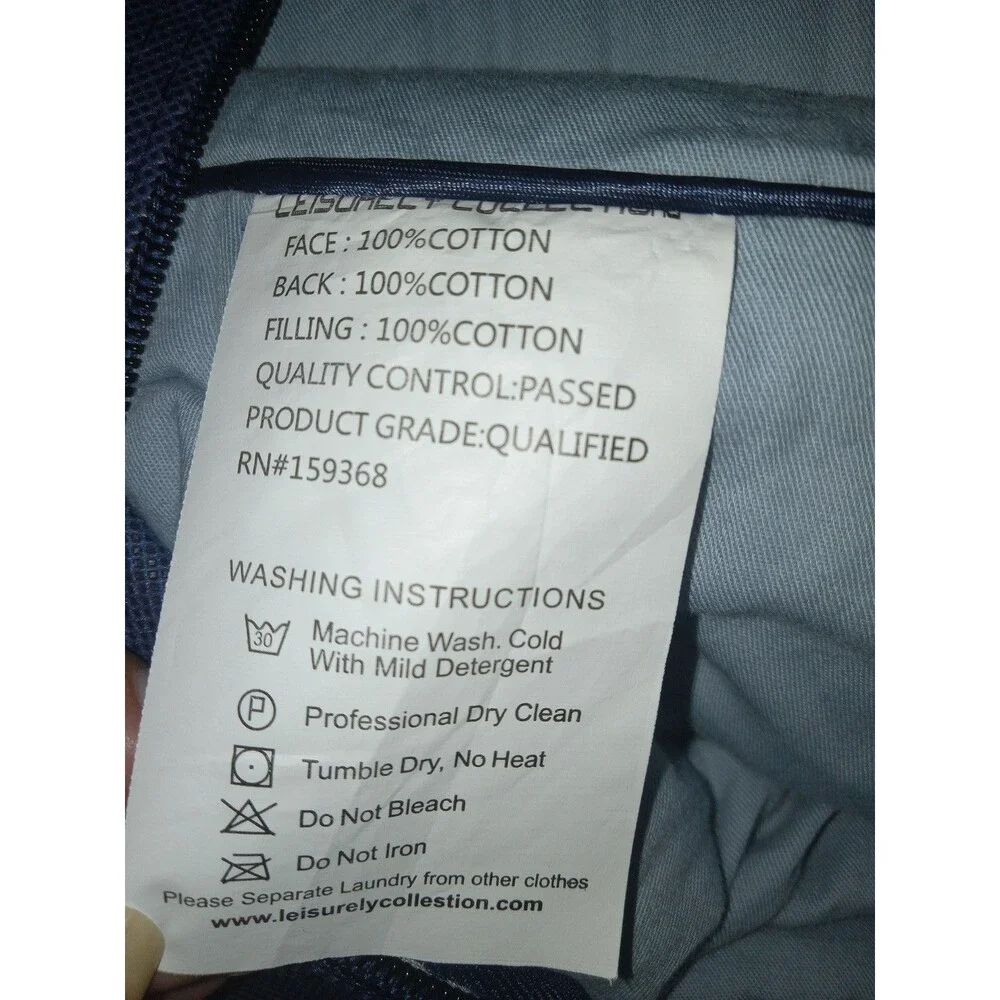 Leisurely Collection Uncompressed Quilt 100% Cotton Filled Full/Queen, Grey/Blue